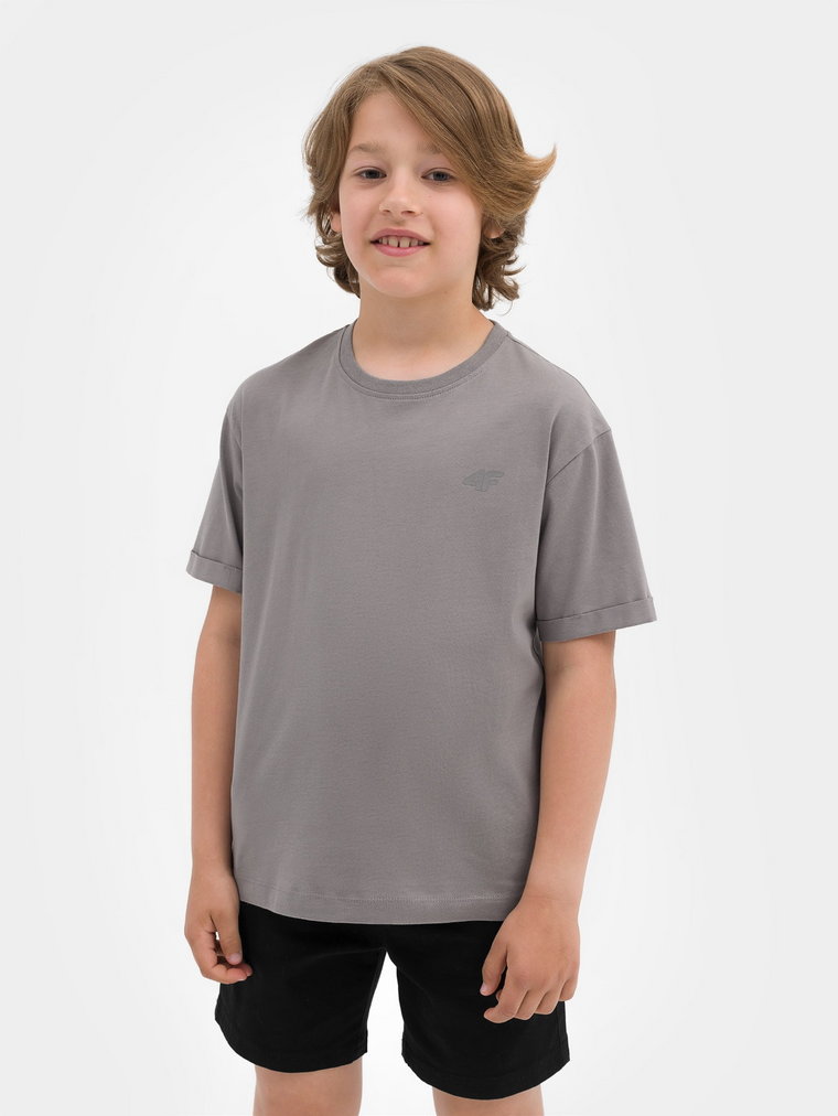T-shirt gładki chłopięcy - brązowy