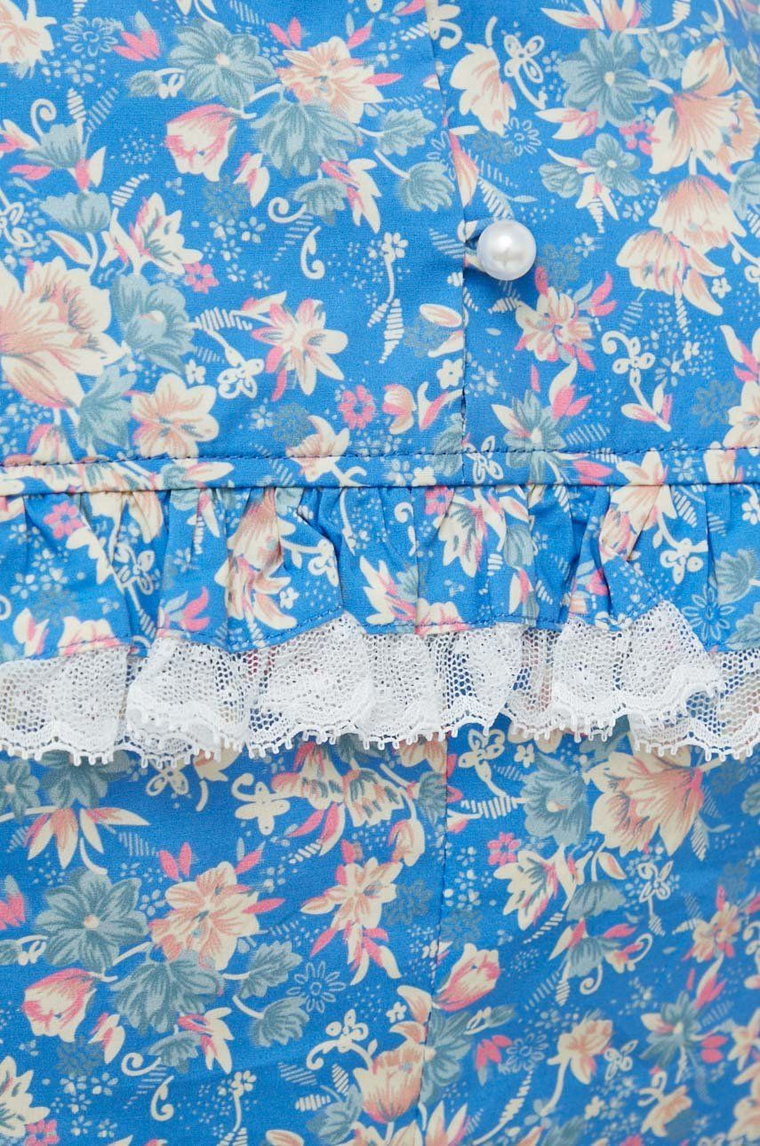 Custommade bluzka bawełniana Diem damska kolor niebieski wzorzysta