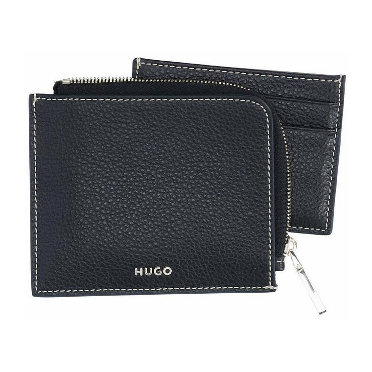 Portafoglio piatto con parta carte esterno e custodia con zip uomo Boss 50478073 Nero Hugo Boss