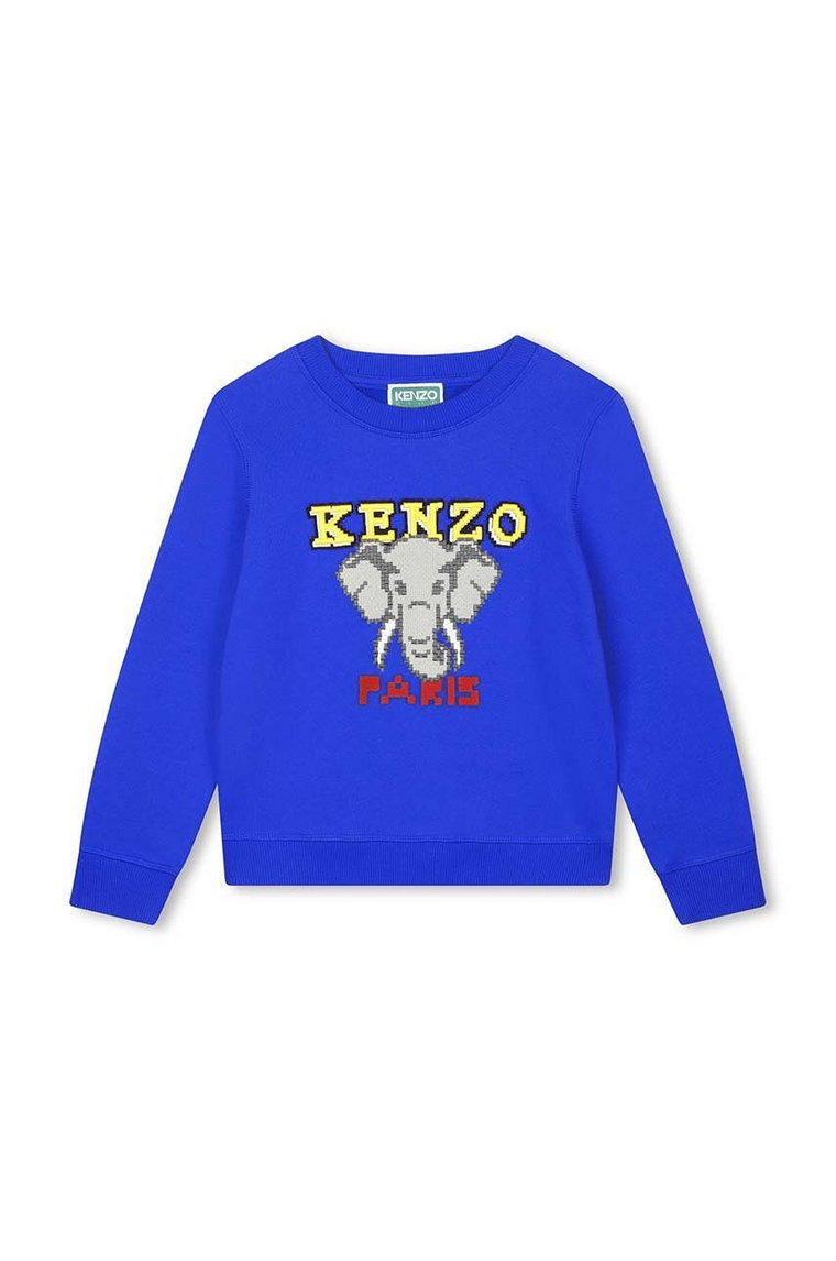 Kenzo Kids bluza bawełniana dziecięca kolor granatowy z nadrukiem