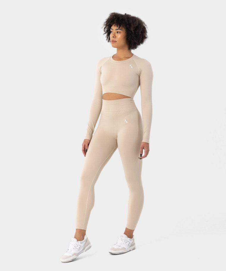 Damskie legginsy treningowe Carpatree Blaze Seamless Leggings - beżowe