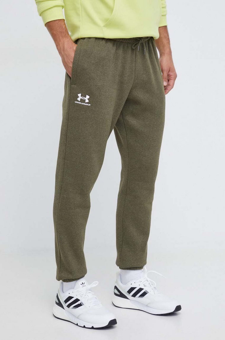 Under Armour spodnie dresowe kolor zielony gładkie 1373882