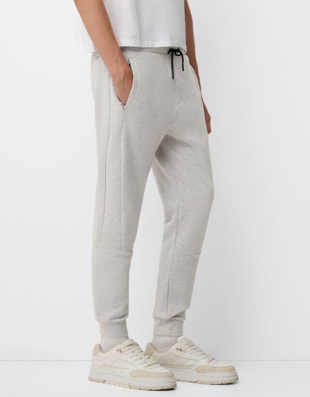 Bershka Spodnie Jogger Z Dzianiny Dresowej Mężczyzna Xs Szary