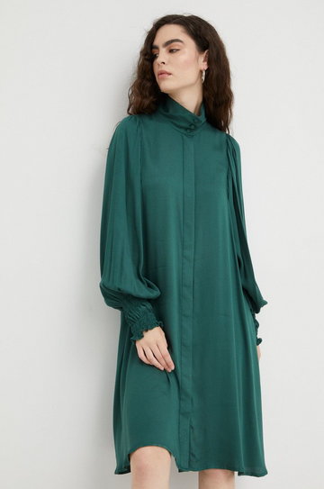 Bruuns Bazaar sukienka kolor zielony mini prosta