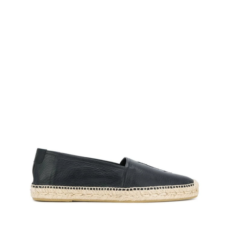 Czarne Skórzane Espadryle Saint Laurent