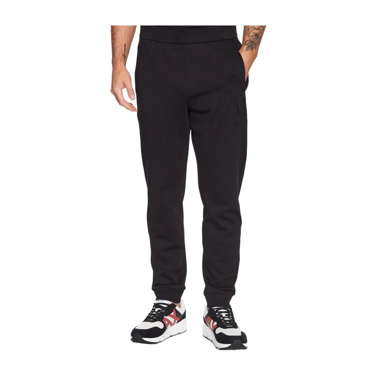 Czarne spodnie dresowe z elastycznymi mankietami Armani Exchange