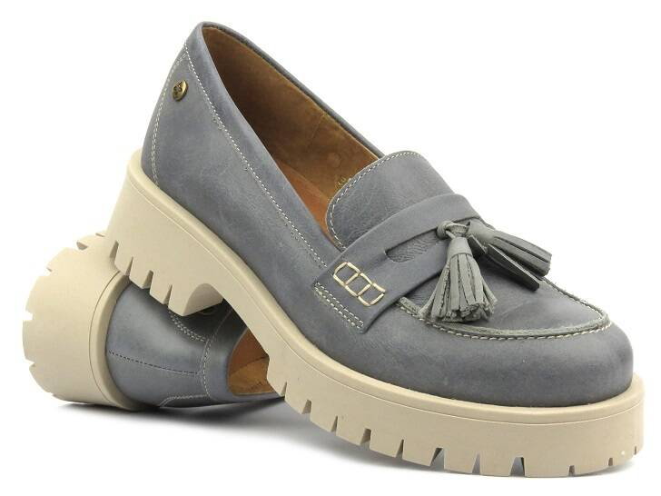 Półbuty, loafersy damskie MACIEJKA 5497S-20, szare