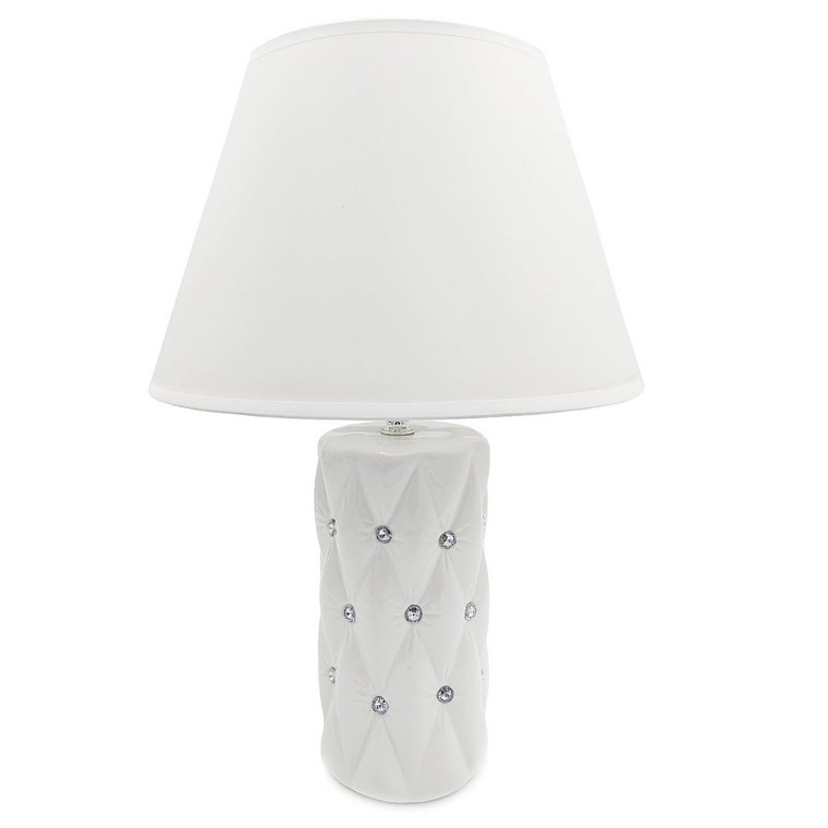 Lampa stołowa nocna z kryształkami biała glamour 44 cm