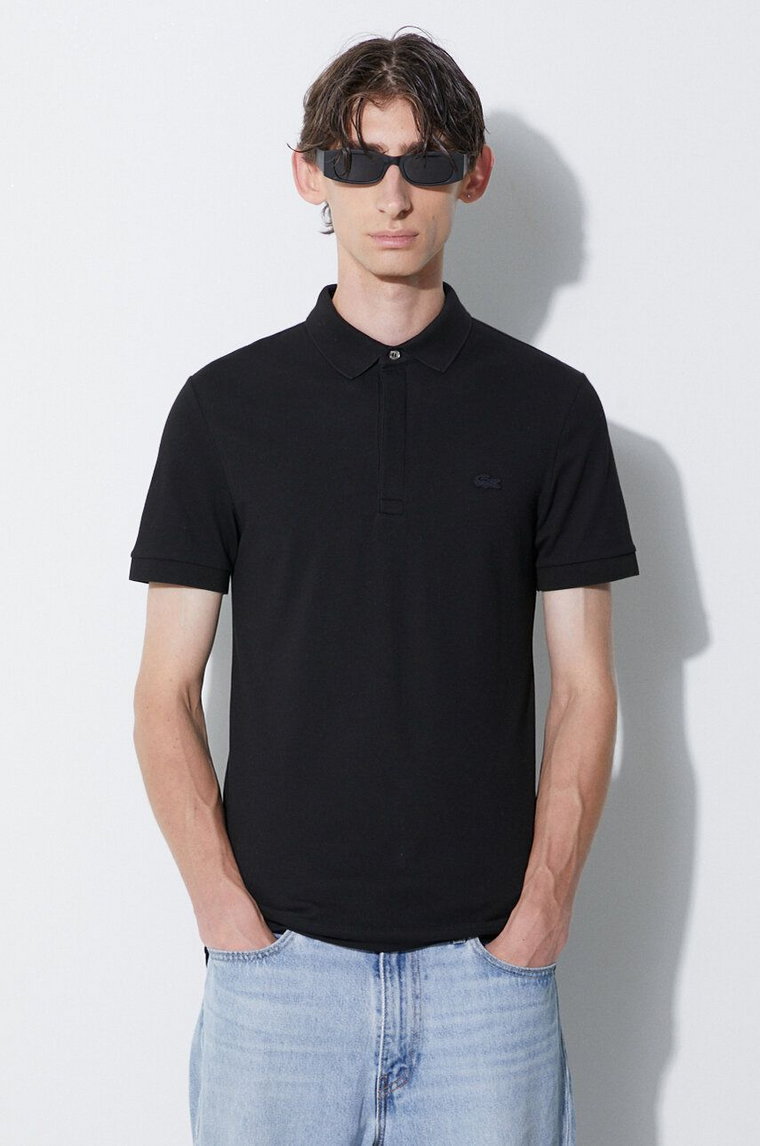 Lacoste polo męski kolor czarny gładki PH5522-001