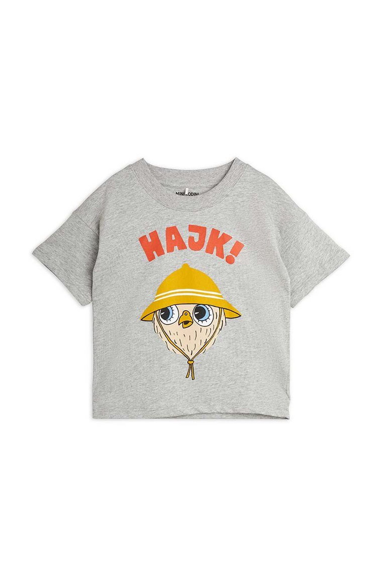 Mini Rodini t-shirt bawełniany dziecięcy Hike kolor szary z nadrukiem