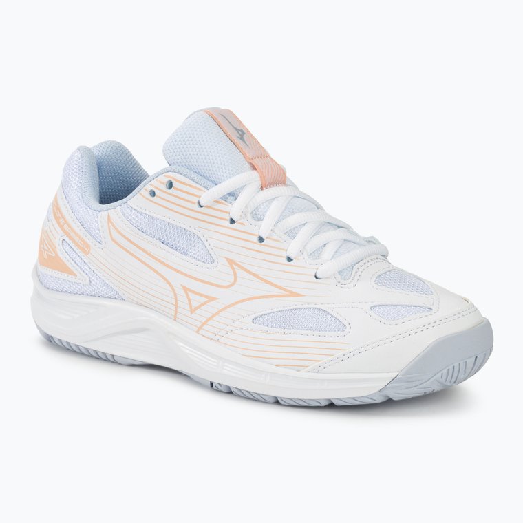 Buty do siatkówki damskie Mizuno Cyclone Speed 4 white/peach parfait/halogen blue