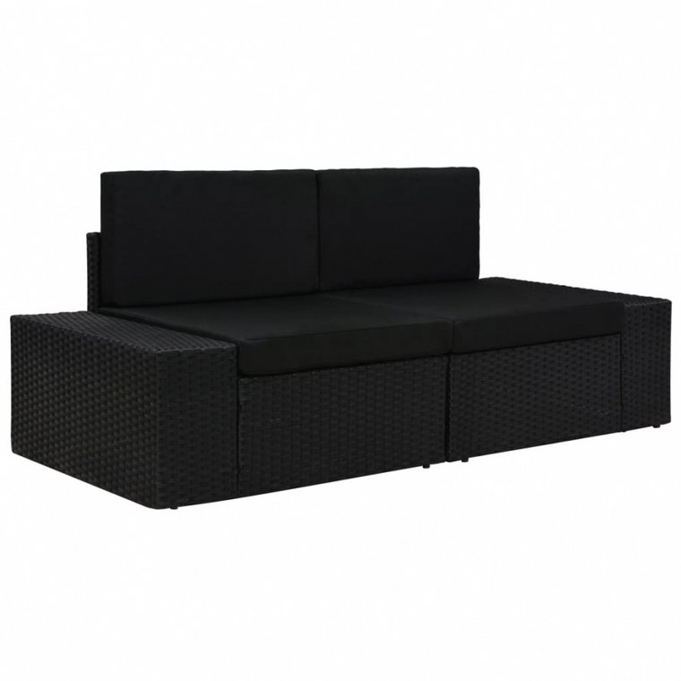 Sofa modułowa 2-osobowa, rattan PE, czarna kod: V-49505