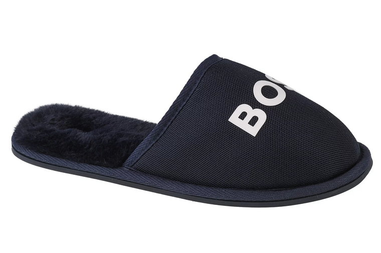 BOSS Logo Slippers J29312-849, Dla chłopca, Granatowe, Kapcie, tkanina, rozmiar: 36