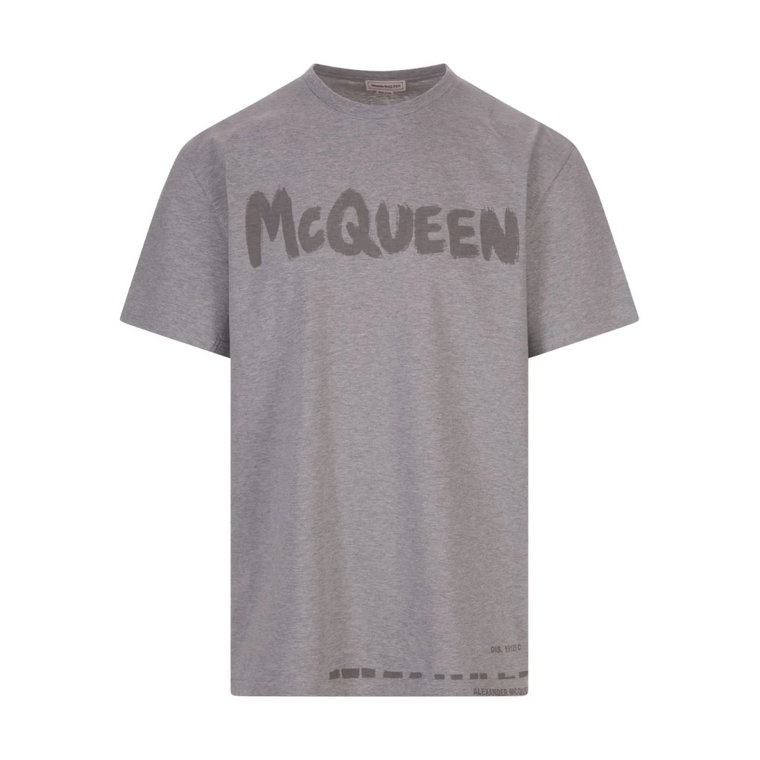 Koszulka męska z logo Graffiti - Szara Alexander McQueen
