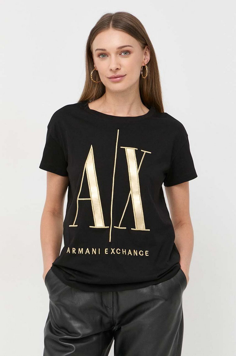 Armani Exchange t-shirt bawełniany kolor czarny 8NYTMX YJG3Z NOS