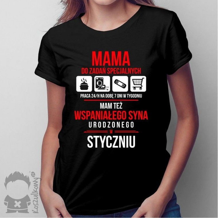Mama do zadań specjalnych - Styczeń - damska koszulka z nadrukiem