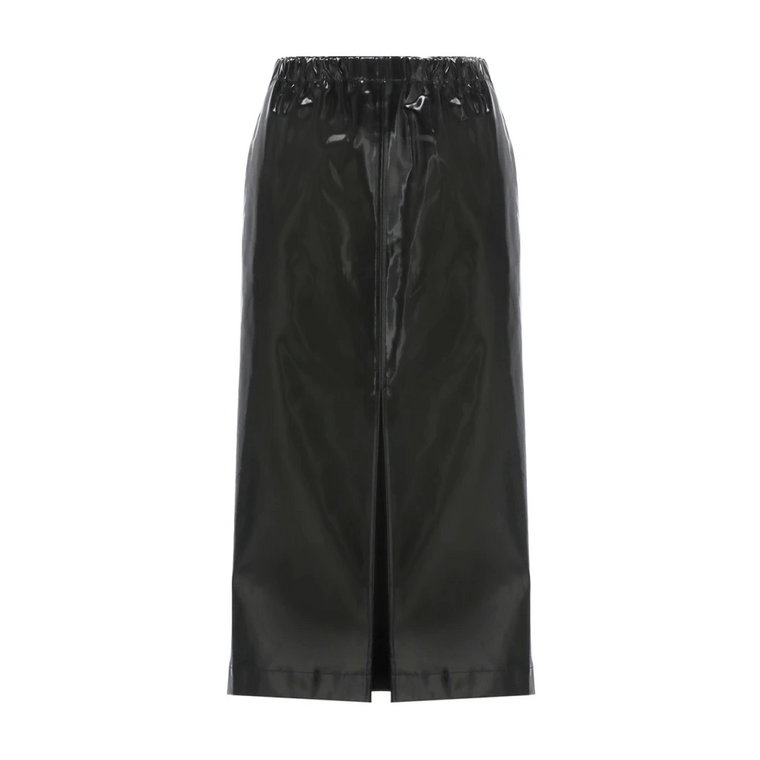 Czarne skórzane spodnie z elastycznym pasem i haftem Maison Margiela
