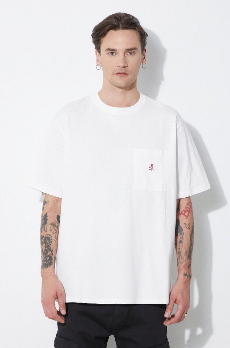 Gramicci t-shirt bawełniany One Point męski kolor biały z aplikacją G304.OGJ