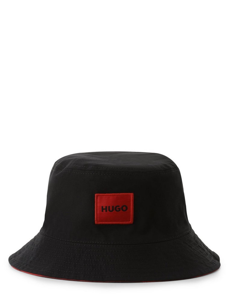 HUGO - Męski dwustronny bucket hat, czerwony|czarny