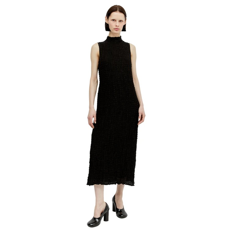 Ruched Weave High Neck Midi Dress Song for the Mute