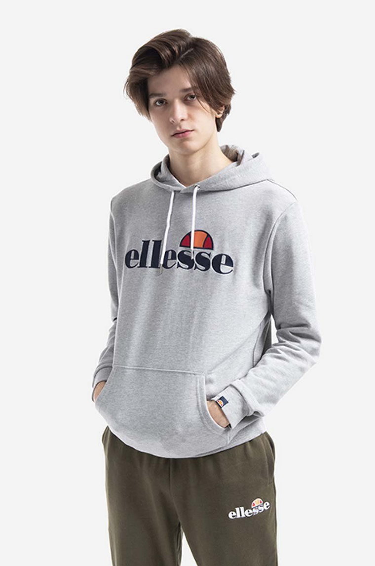 Ellesse bluza SHK13288 Ferrer męska kolor szary z kapturem gładka SHK13288-KHAKI