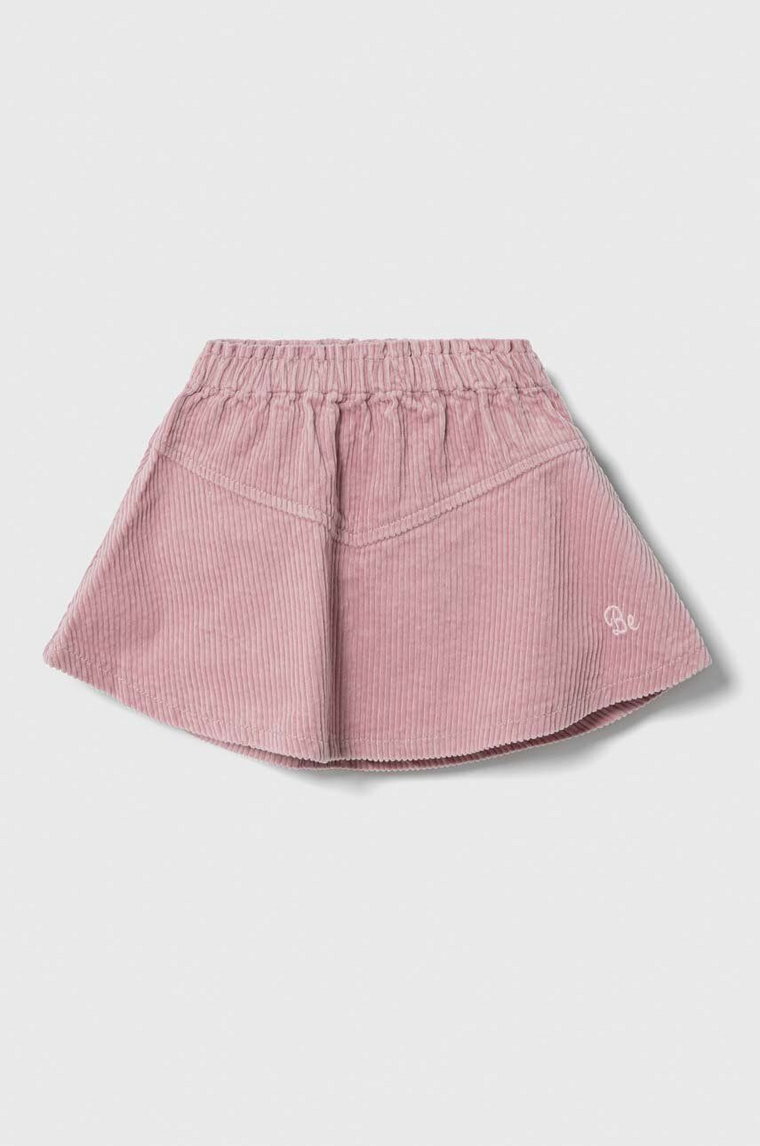 United Colors of Benetton spódnica sztruksowa dziecięca kolor różowy mini rozkloszowana