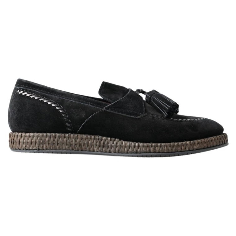 Czarne Skórzane Espadryle Casual Dolce & Gabbana