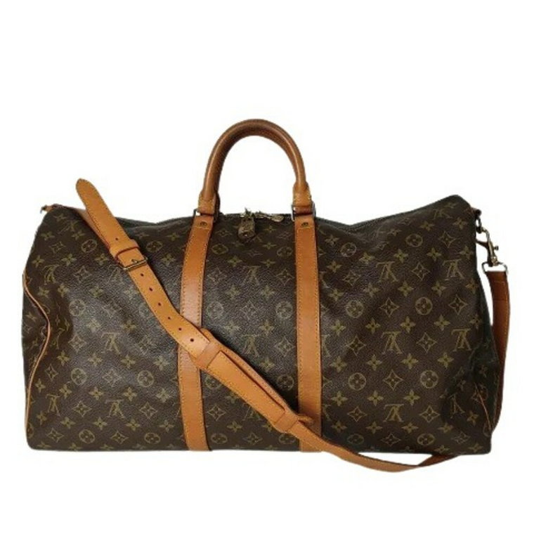 Używana torba weekendowa z monogramem, pokryta płótnem, z brązowymi wkładkami ze skóry krowy Louis Vuitton Vintage