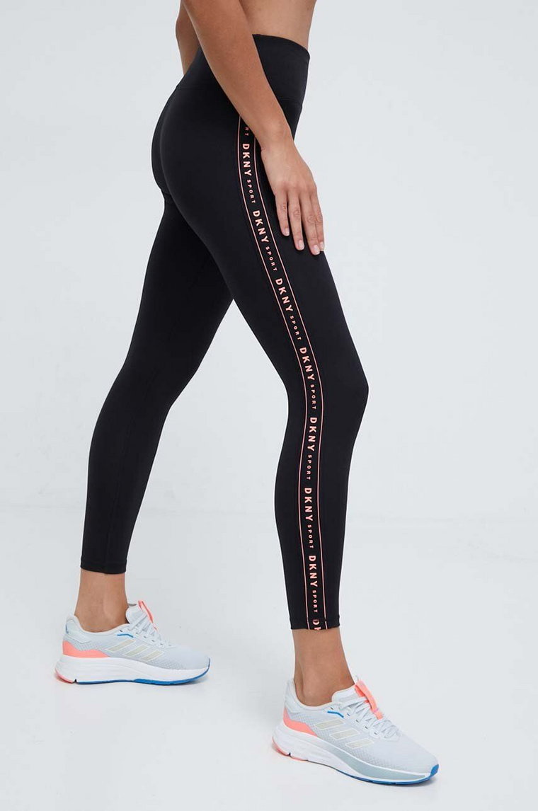 Dkny legginsy damskie kolor różowy z aplikacją DP3P1883