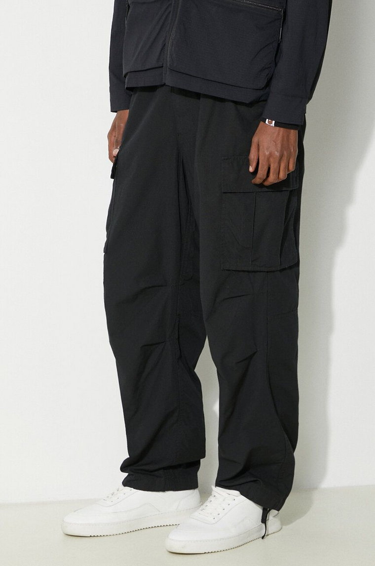 thisisneverthat spodnie bawełniane kolor czarny proste TN241WPARP02