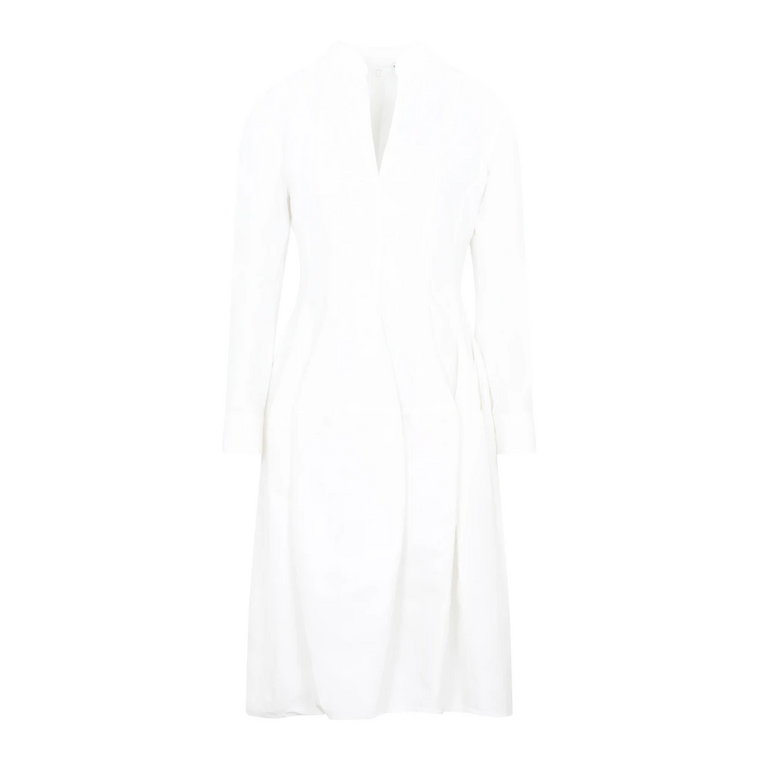 Biała Sukienka Koszulowa z Długimi Rękawami Bottega Veneta