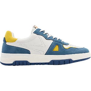 Biało-niebiesko-żółte sneakersy męskie bottesini - Męskie - Kolor: Przetarta biel - Rozmiar: 44