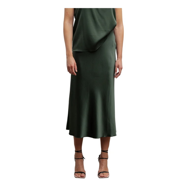 Hana satynowa spódnica w kolorze zielonym armii Ahlvar Gallery