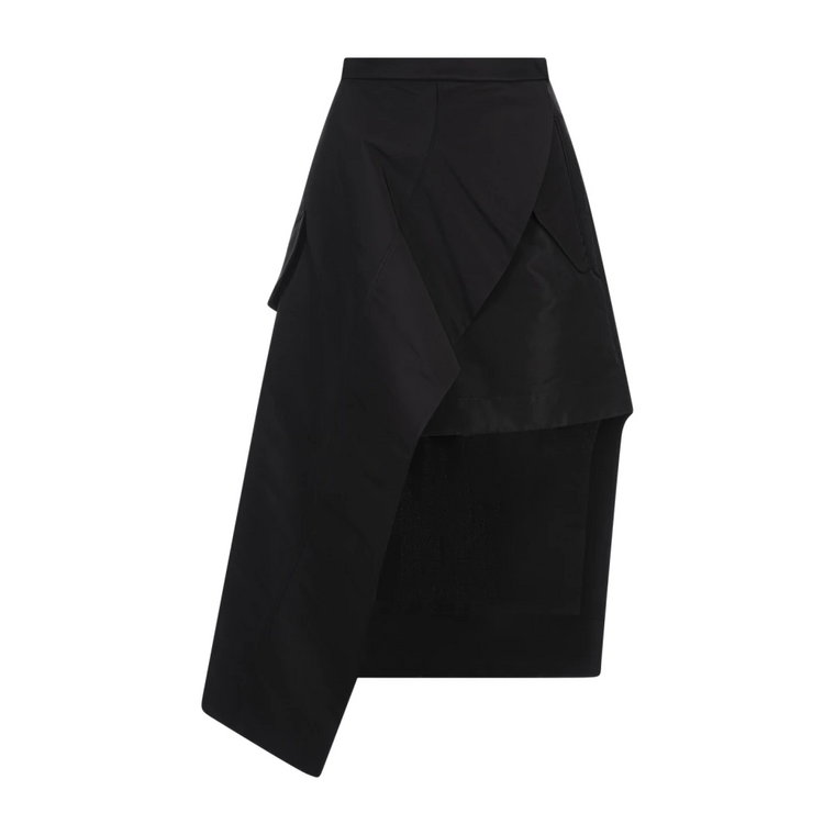 Czarna asymetryczna spódnica z podszewką z jedwabnym dodatkiem Alexander McQueen