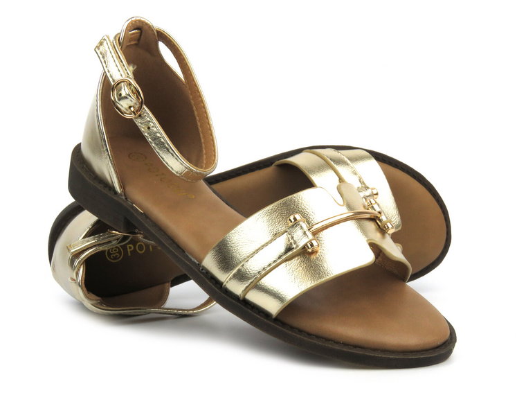 Eleganckie sandały damskie - Potocki 24-21322, złote