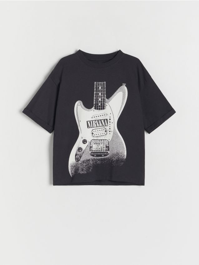 Reserved - T-shirt oversize Nirvana - ciemnoszary