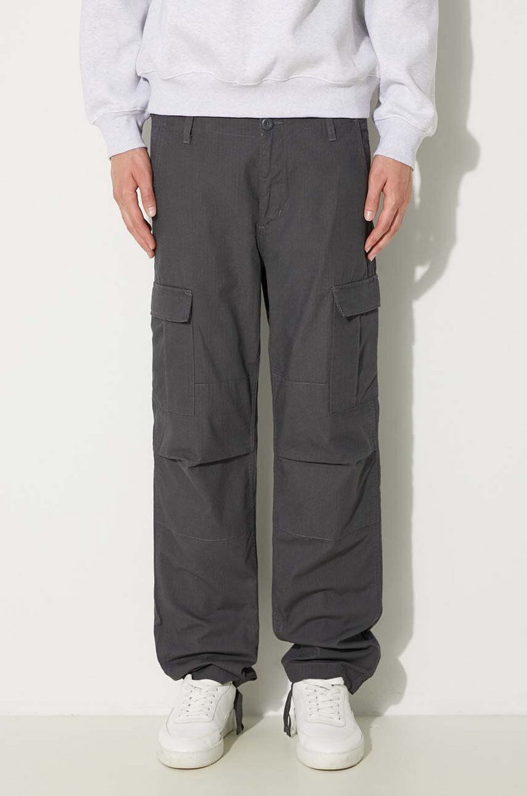 Carhartt WIP spodnie bawełniane Aviation Pant kolor szary w fasonie cargo I032468.8702