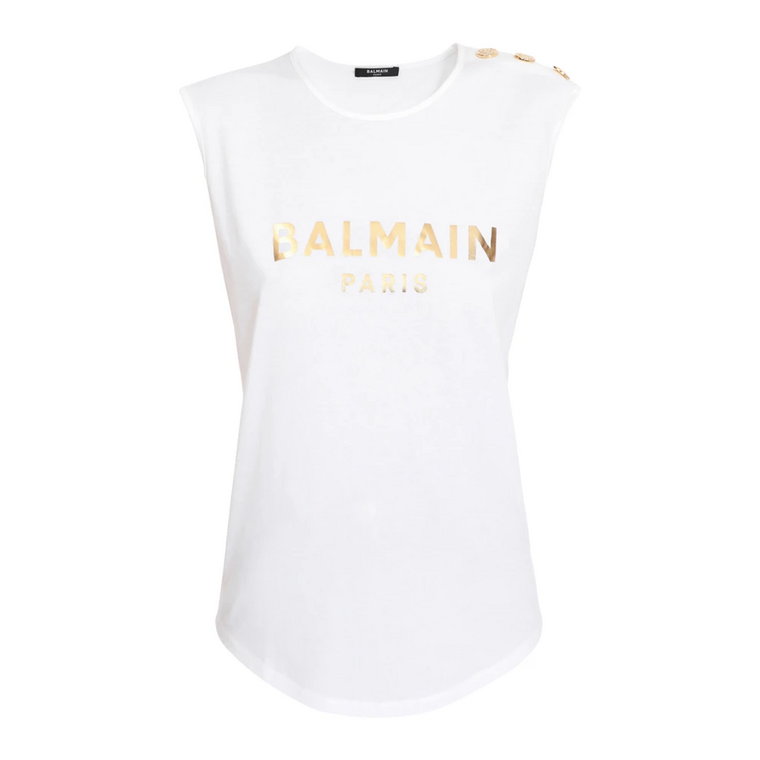 Bawełniana koszulka z nadrukiem logo Balmain