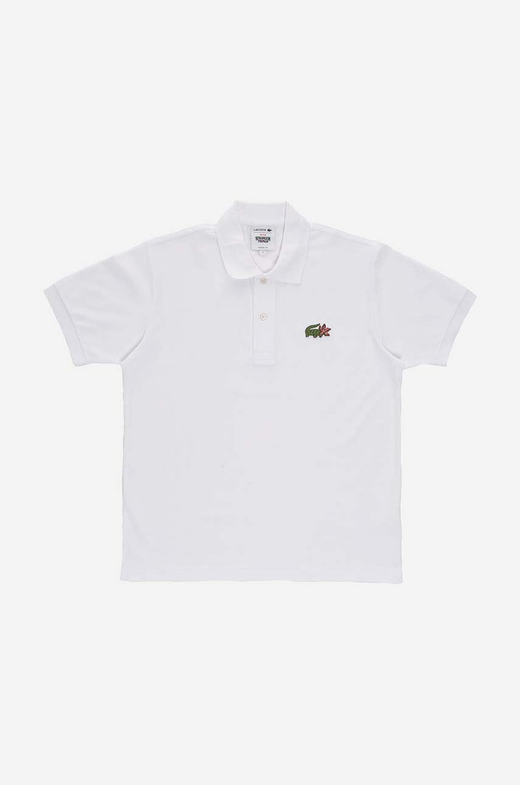 Lacoste polo bawełniane x Netflix kolor biały z aplikacją