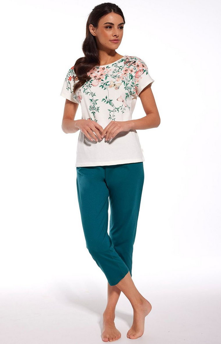 Bawełniana piżama damska 369/281 Spring, Kolor ecru-wzór, Rozmiar S, Cornette