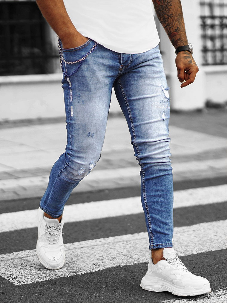 Spodnie jeansowe męskie niebieskie OZONEE O/JR51