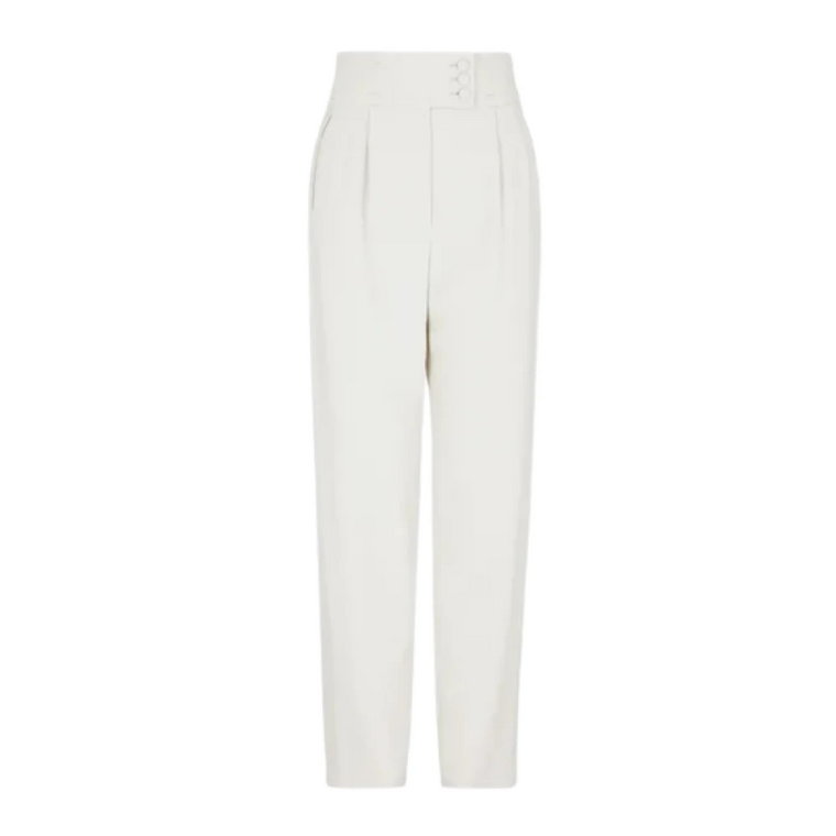 Straight Leg Ice White Belted Spodnie Giorgio Armani