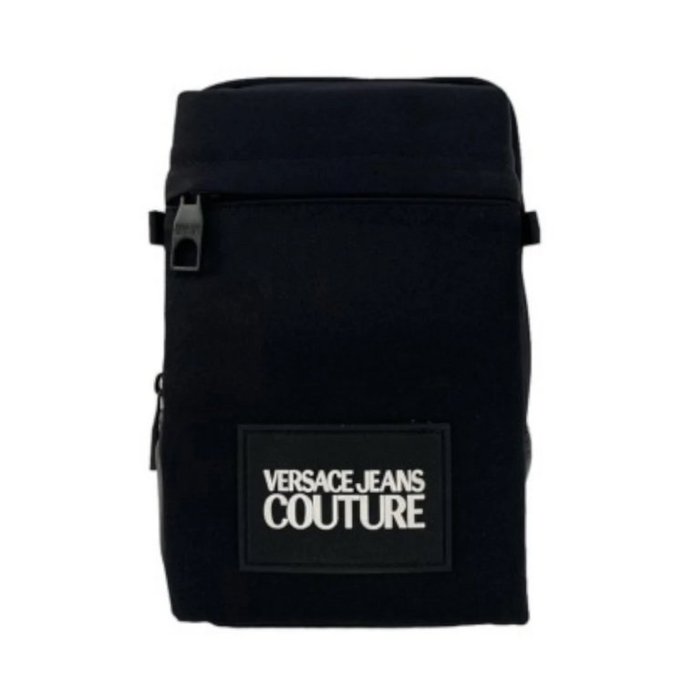 Czarny Plecak Monospalla z Nylonu Versace Jeans Couture