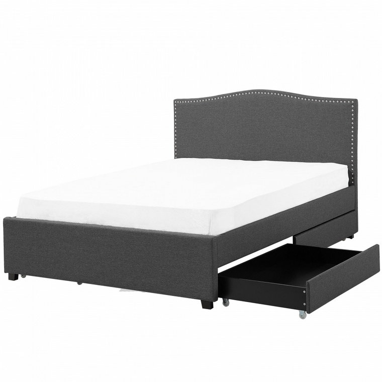 Łóżko szare tapicerowane pojemnik LED kolorowy 160 x 200 cm Cucciolo kod: 4260624113555