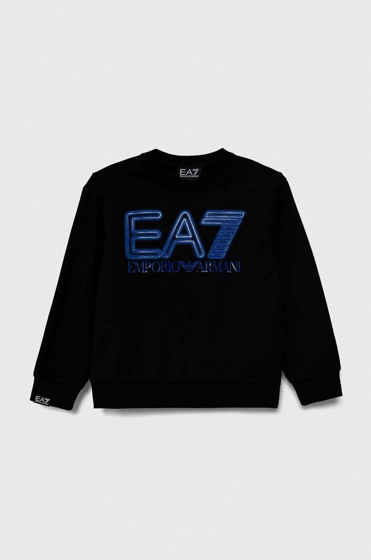 EA7 Emporio Armani bluza bawełniana dziecięca kolor czarny z nadrukiem