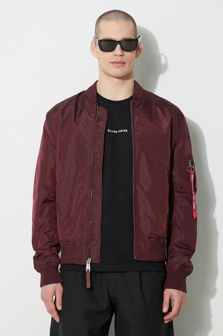 Alpha Industries kurtka bomber męski kolor bordowy przejściowa