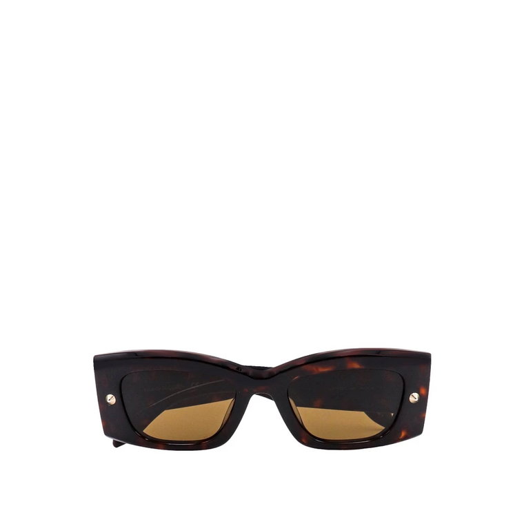 Brązowe Okulary Przeciwsłoneczne z Acetatowymi Wstawkami Alexander McQueen
