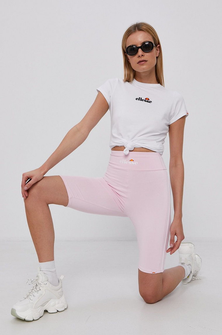 Ellesse Szorty damskie kolor różowy gładkie high waist