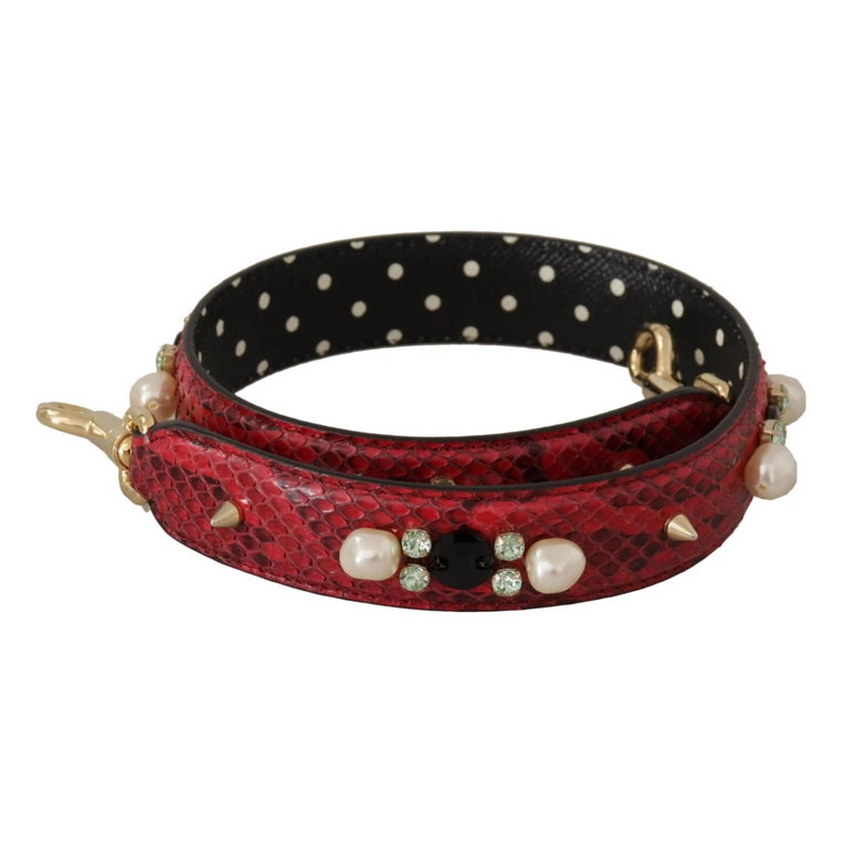 Czerwony egzotyczny pasek na ramię do torebki z kryształkami Dolce & Gabbana