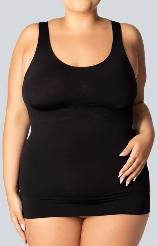 Wyszczuplająca koszulka damska plus size czarna Smoothwear, Kolor czarny (onyx), Rozmiar 5/6, Mona Queen Size